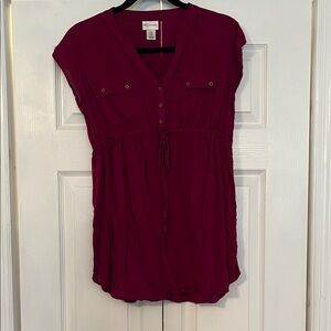 Motherhood Maternity Magenta Drawstring V-Neck Tunic